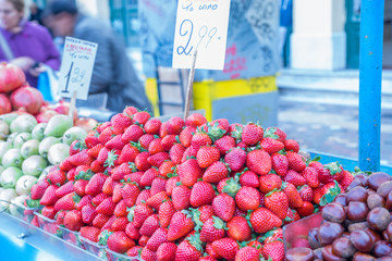 strawberries on the market