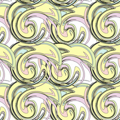Seamless pattern from spiral elements. A background rich with a retro for a brown paper, walls, backgrounds.