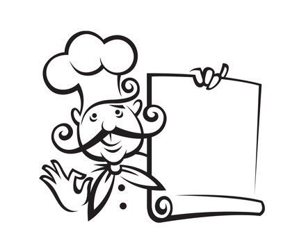 monochrome illustration of a chef