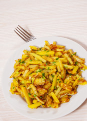 Potatoes fries on the plate