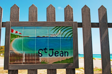 Spiaggia di Saint Jean, St Jean, aeroporto, decollo, atterraggio, aereo, mare, cartello,...