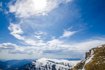 Sky panorama, over the mountain peaks
