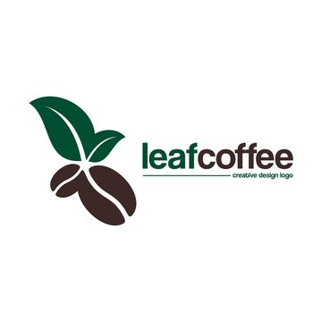 Coffee Logo-Bean Coffee And Leaf Creative Design Logo Vector