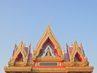 Buddhist temple gate gables with buddha statue and apex