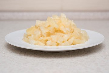 Cube sliced pinapple