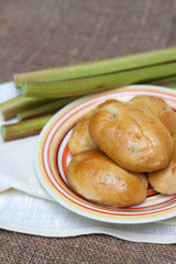 Sweet patties with rhubarb