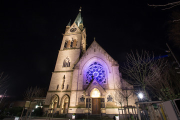 Fototapeta na wymiar marienkirche church bad homburg germany at night