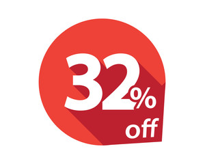 32 percent discount off red circle