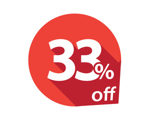 33 percent discount off red circle