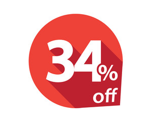 Fototapeta premium 34 percent discount off red circle