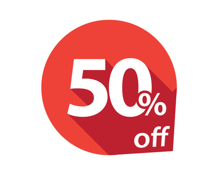 50 percent discount off red circle