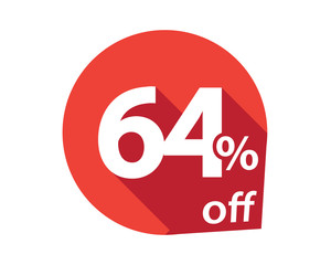 64 percent discount off red circle