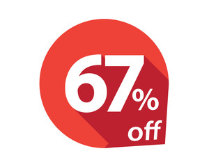 67 percent discount off red circle