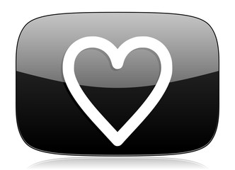 heart black glossy web modern icon