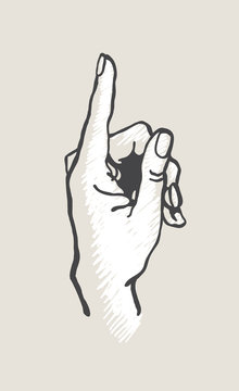 vector drawing hand with index finger pointing up.