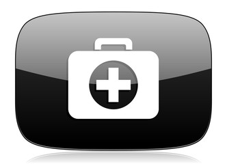 Obraz premium first aid black glossy web modern icon