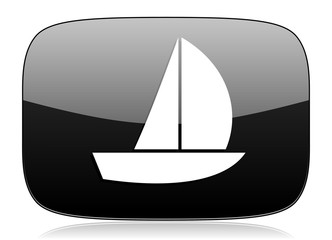 yacht black glossy web modern icon