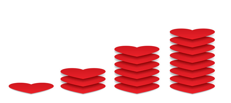 Red Heart infographics design. Vector Illustration