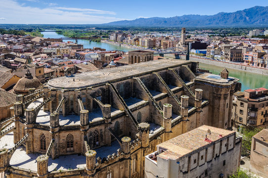 View of Tortosa Cathedral from the castle, Spain