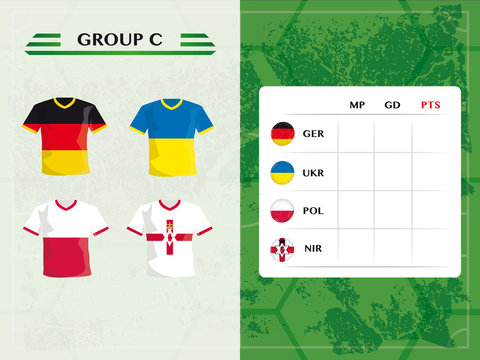 Fußball 2016 Hintergrund mit Tabelle Gruppe C