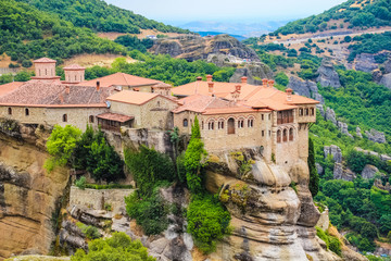 Fototapeta na wymiar Monastery in Meteora mountain, cliffs of Greece