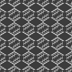 Black and white geometric seamless pattern with diamonds and tri