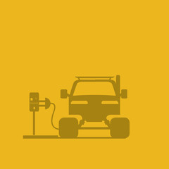 electric car illustration over yellow color background