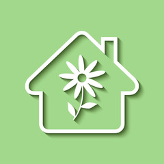 Logo maison et fleur.