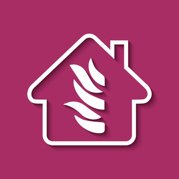 Logo maison et flamme.