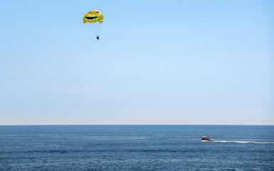 Parasailing over Adriatic Sea in Dubrovnik, Croatia