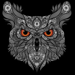 Vector owl on a black background