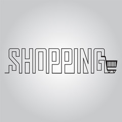 Shopping Cart and line text illustration