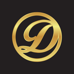 circle initial letter logo GOLD