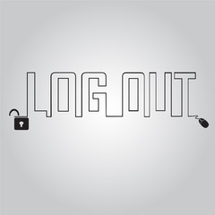 Log out and line text, security concept