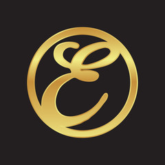 circle initial letter logo GOLD