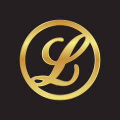 circle initial letter logo GOLD