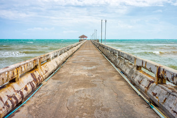 Old concrete pier at Thung Wua Laen beach. It is in Chumphon province, Southern Thailand.