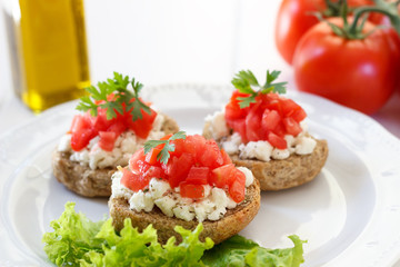 Bruschetta with tomato and feta cheese