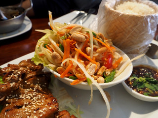 Green papaya salad Thai cuisine spicy delicious