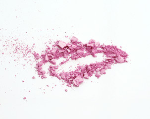 crushed eyeshadow isolated on white background