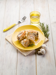 stuffed roll with mushrooms