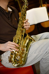 Obraz premium Photo blur or soft focus for background. Musicians are testing i
