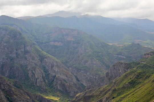 Mountain landscape. The landscape in Armenia (Tatev). Mountains near ropeway "Wings of Tatev". 