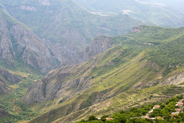 Fototapeta na wymiar Mountain landscape. The landscape in Armenia (Tatev). Mountains near ropeway 