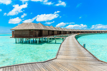  beach with water bungalows Maldives