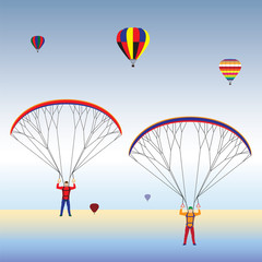 Obrazy na Szkle  Paralotniarstwo i balony na niebie.