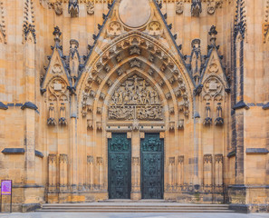 Main entrance of Saint Vitus Cathedral in Prague
