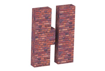 The alphabet brick wall on white background H