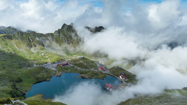 Balea Lake Cabin, Transfagarasan, Fagaras mountains. Romania Timelapse