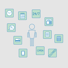set of infographics: man banking icons, isolated vector